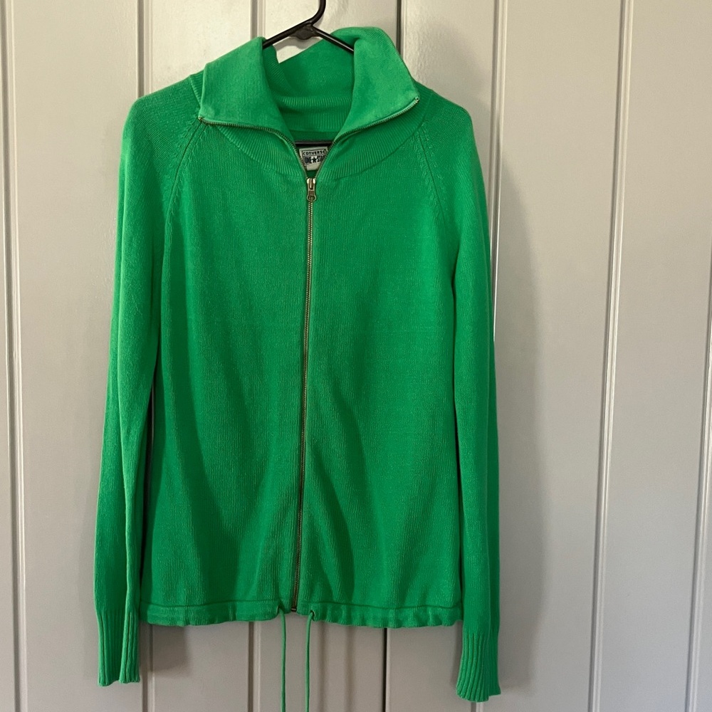 Converse Green Zip-Up Knit Jacket